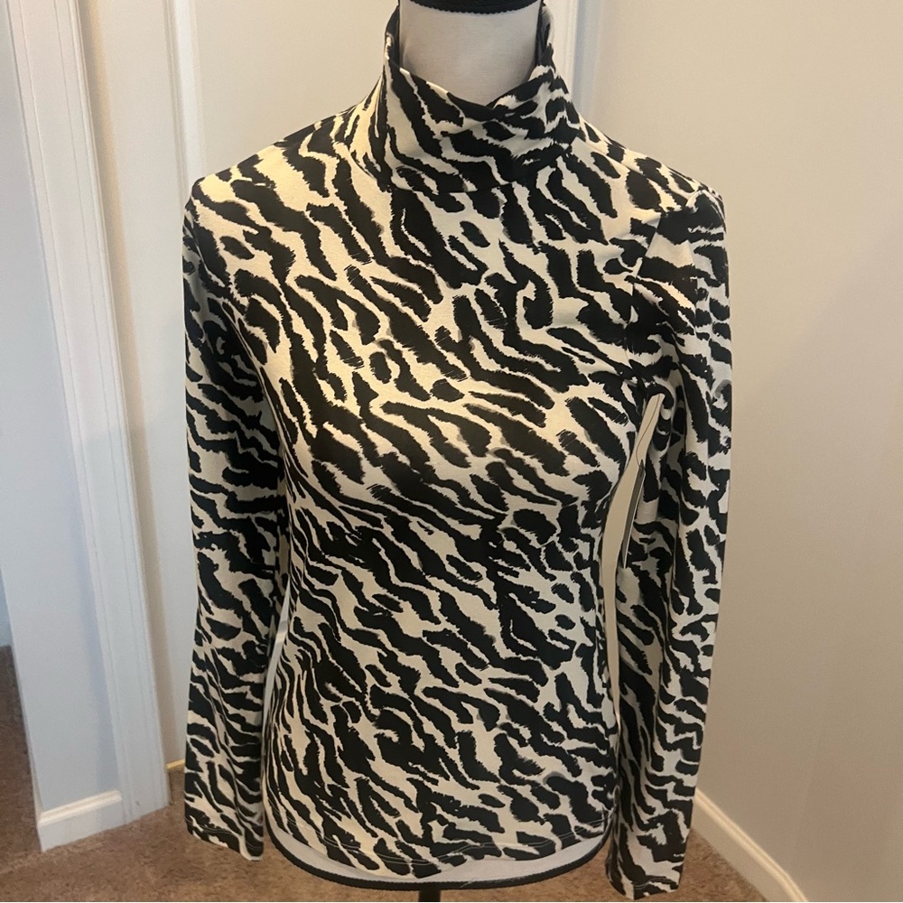 Anthropologie Black and Cream Cowl Neck Sweater